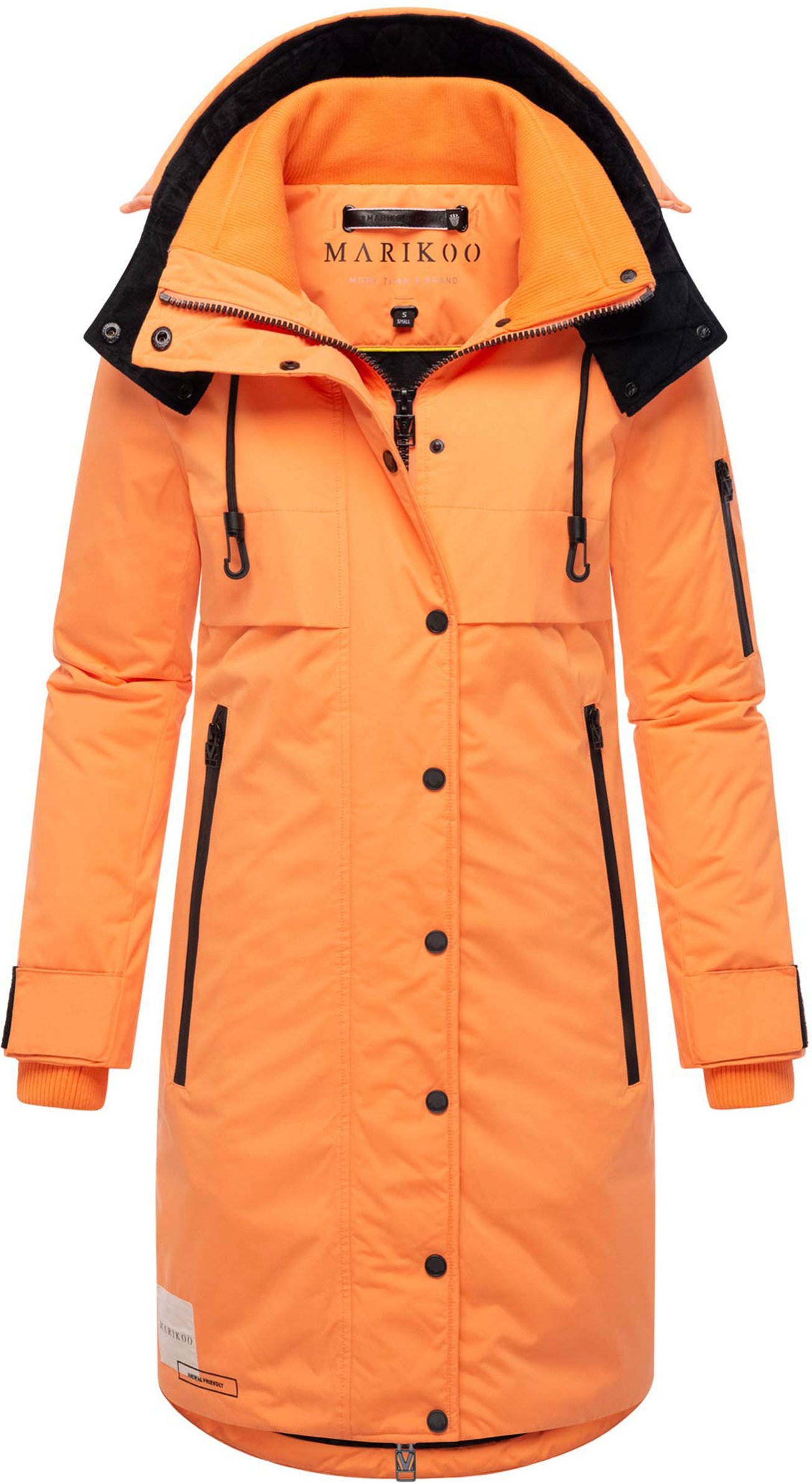 Marikoo Damen Wintermantel mit Kapuze & Taillierungsband – Anoukaa