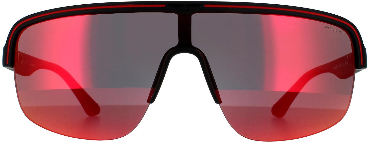 Police Semi Rimless Mens Matte Dark Grey Multilayer Red Sonnenbrille