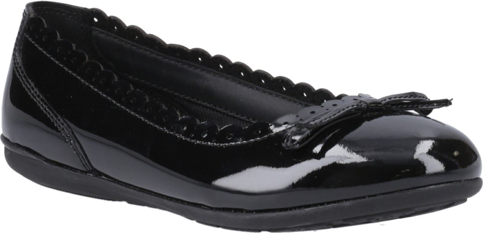 Hush Puppies Lillie Ballerina Patent Mädchenschwarze Ballettschuhe Aus Leder