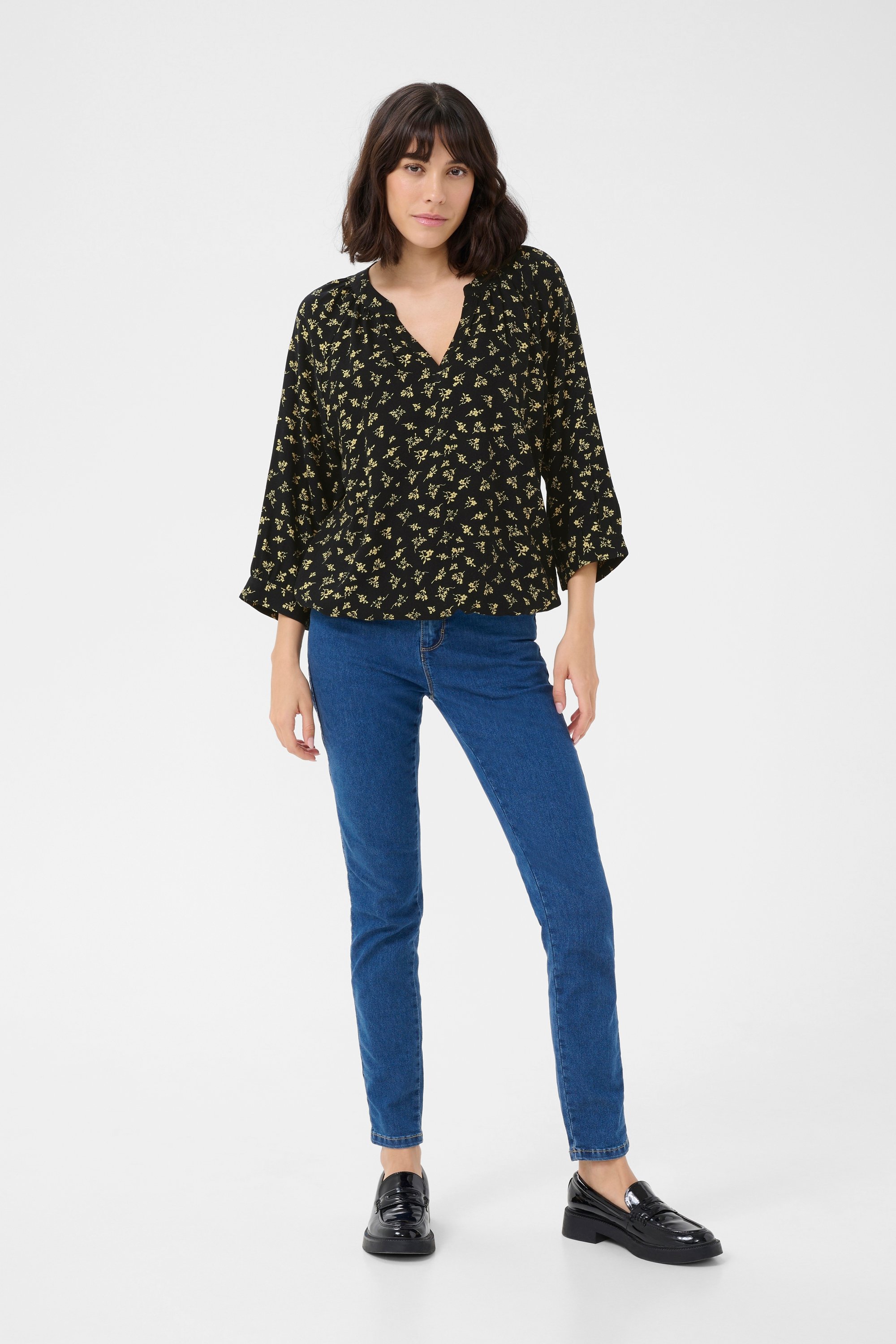 Langarm-Bluse Loose fit Black/Green Lettuce Ditzy black green