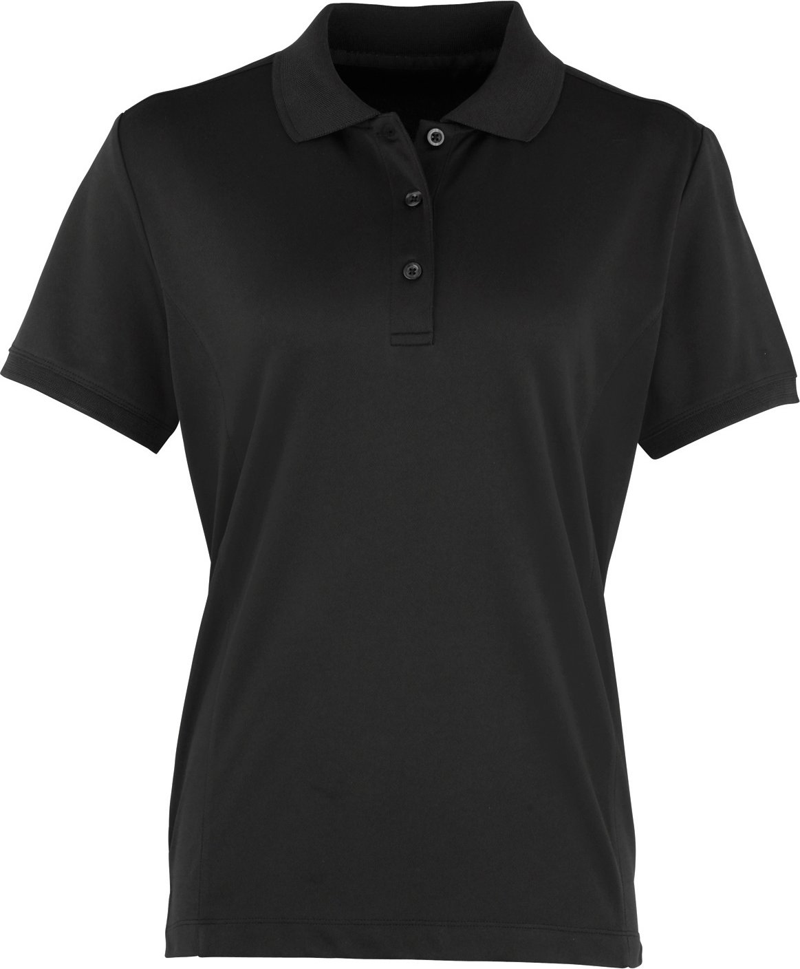 Premier Damen Coolchecker Piqué Polo-Shirt / Polohemd, Kurzarm (Schwarz)