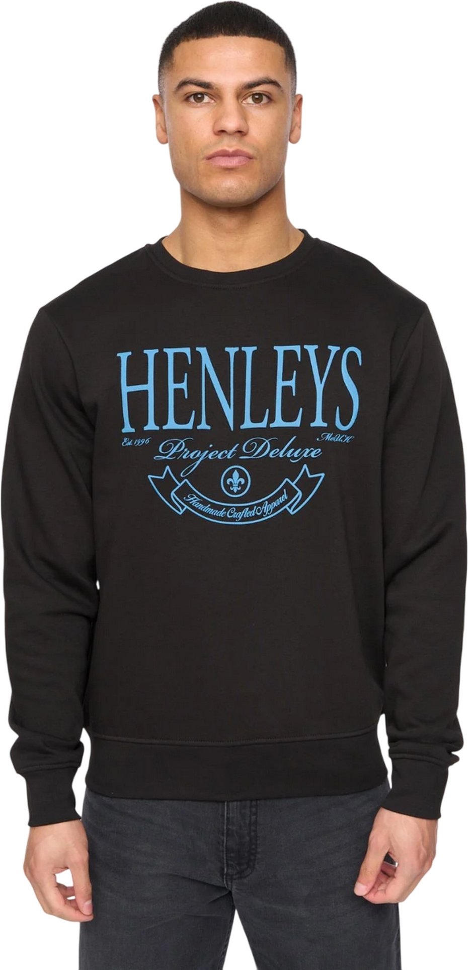 Thumbnail - Henleys - "Henbank" Sweatshirt Rundhalsausschnitt für Herren (Schwarz)
