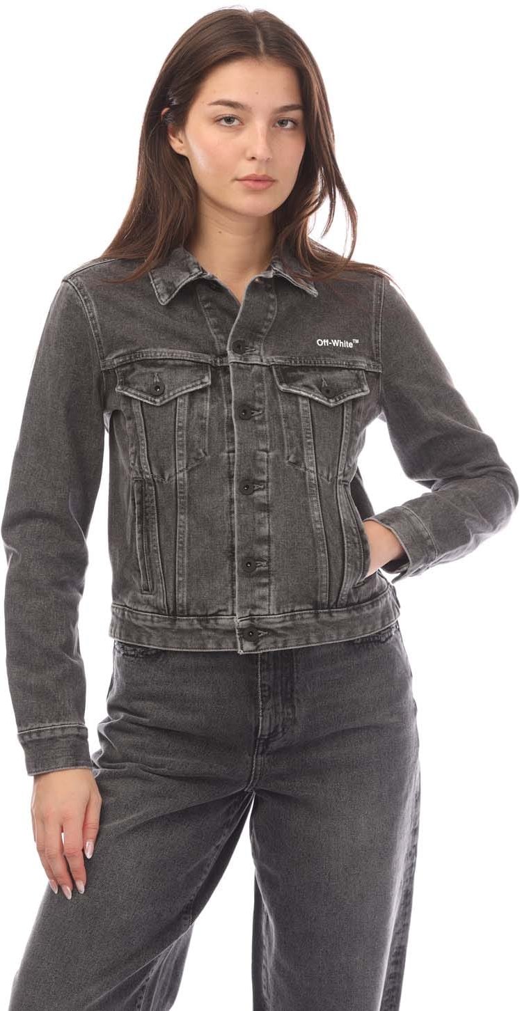 Thumbnail - Off White Diagonal Regular Jacke für Damen in Grauweiß