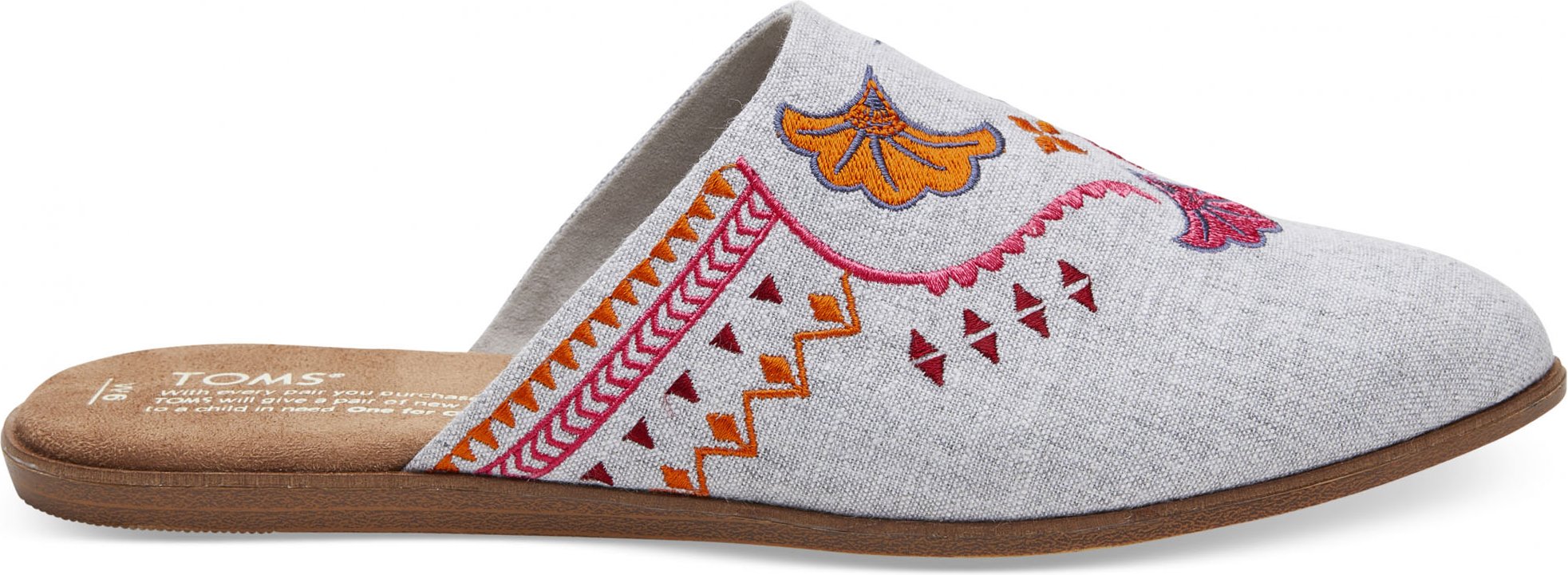 Toms Chambray Jutti Mule Grey Womens Flip-Flops