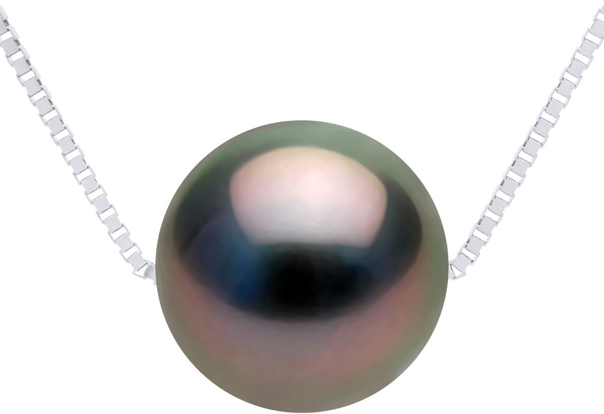 Halskette, echte Tahiti-Zuchtperle, rund, 10–11 mm