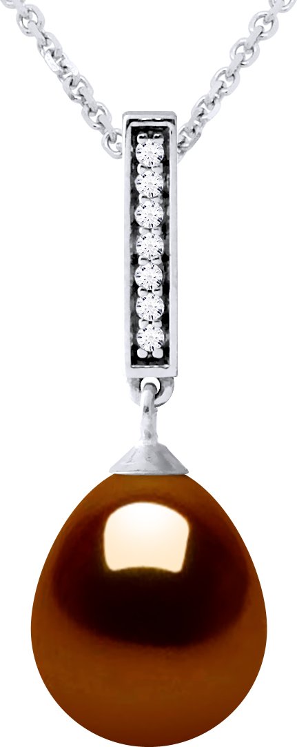 BARETTE Halskette Süßwasserperlen-Schmuck 9-10 mm Chocolate 925