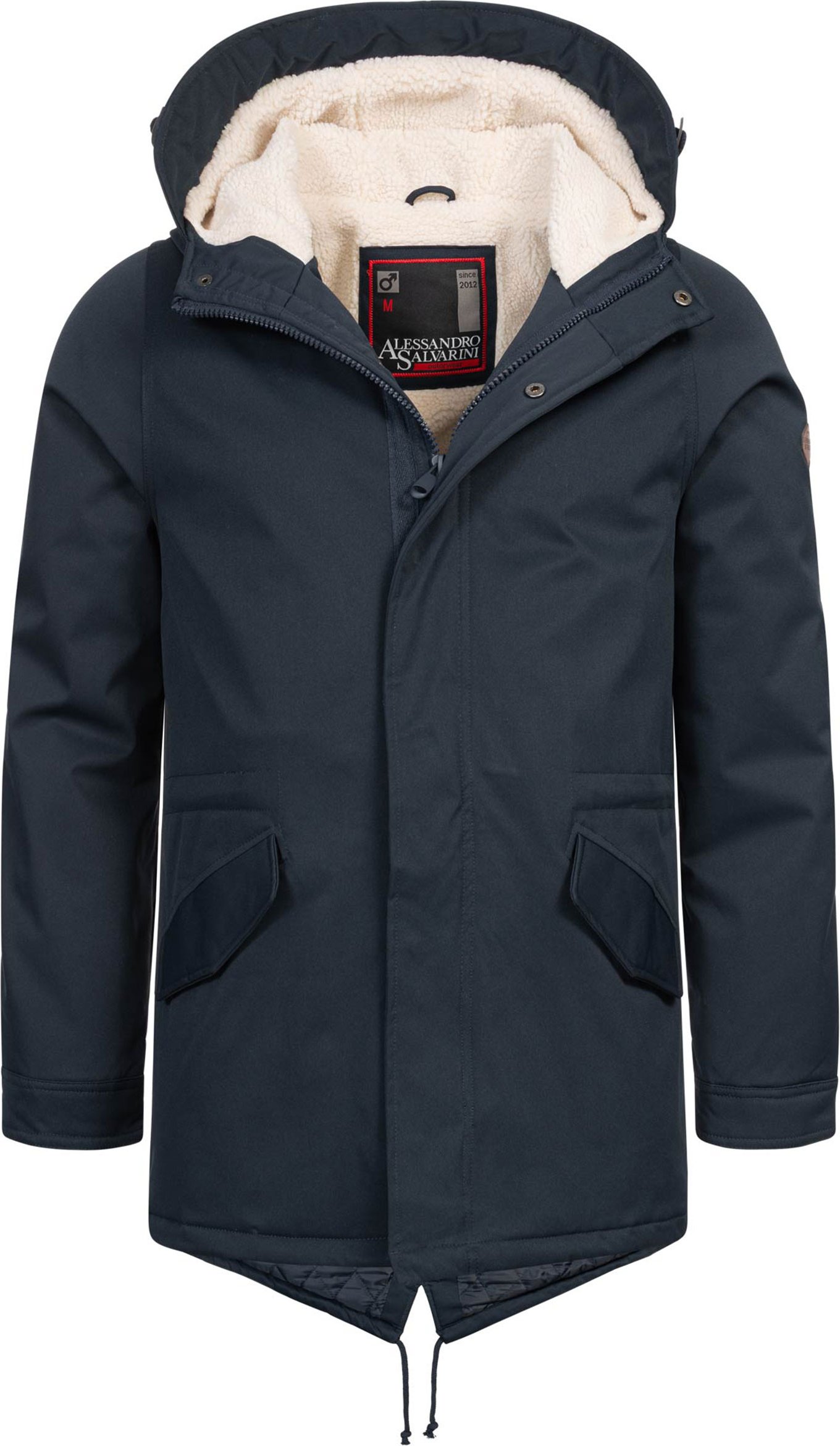 Alessandro Salvarini Herren Winterparka mit Teddyfell und Kapuze