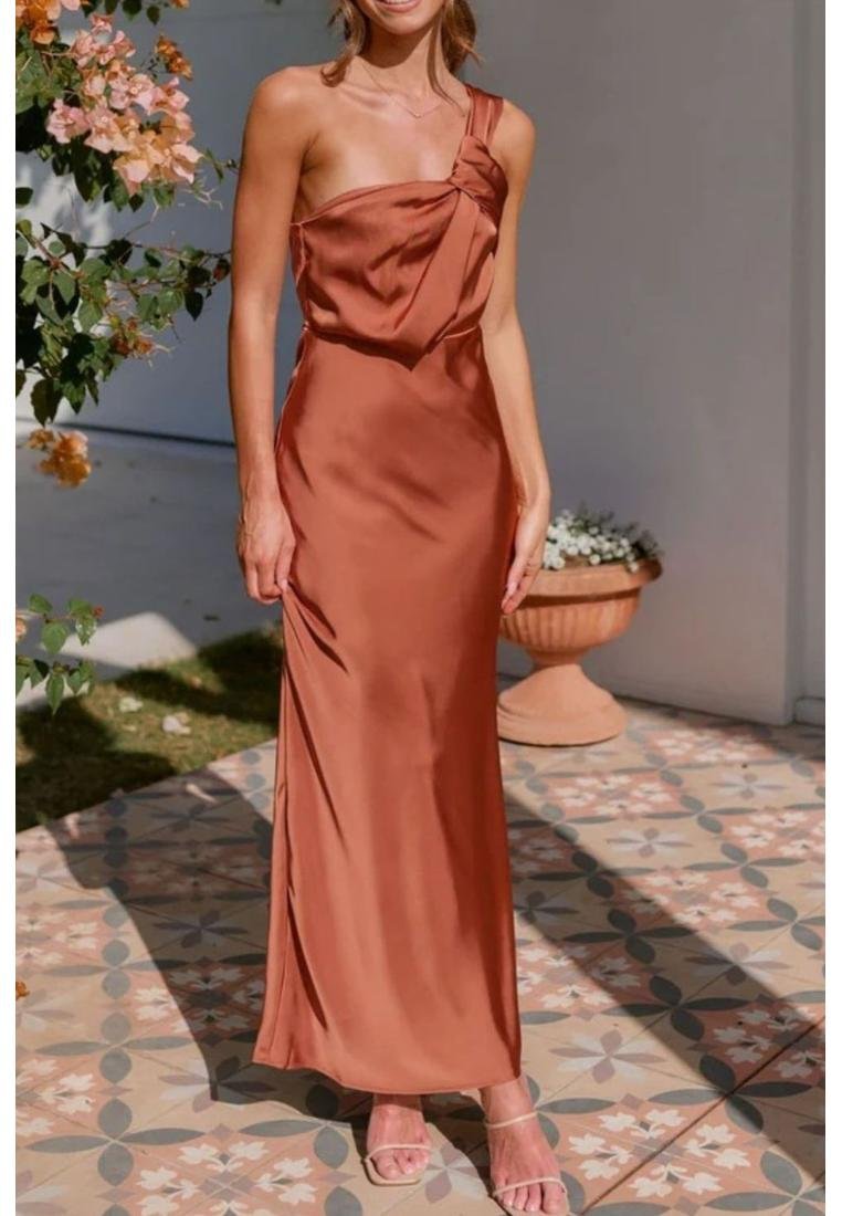 Damen Einseitig Schulterfreies Maxikleid