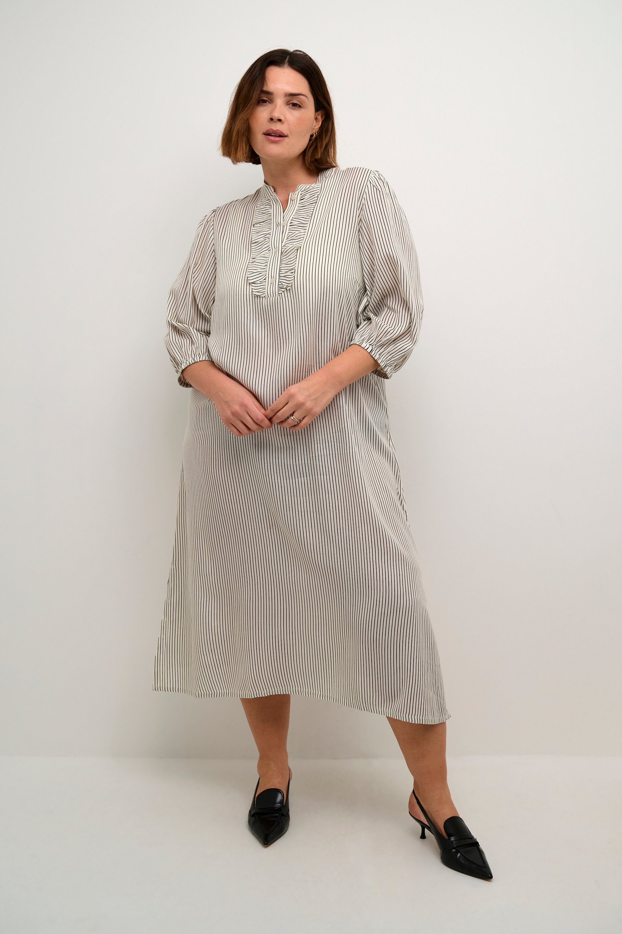Thumbnail - Kleid A-shape Turtledove/Black Stripe black offwhite
