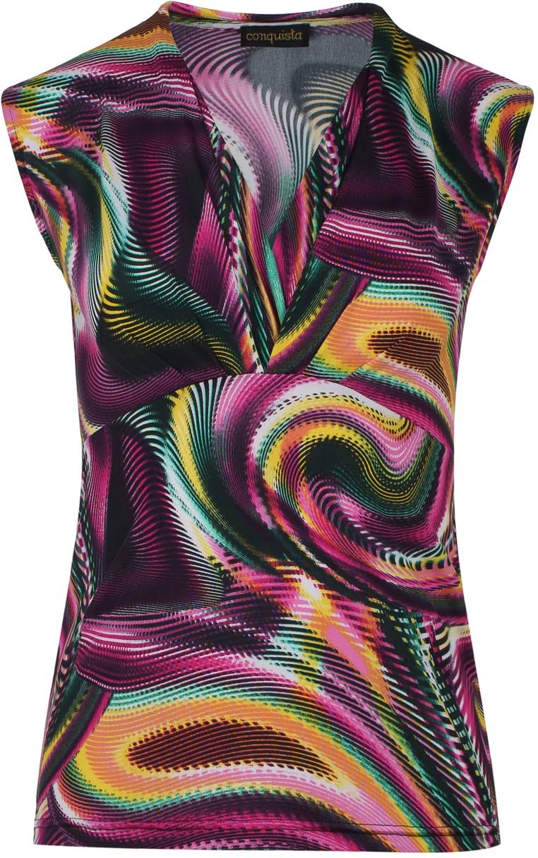 Print Mulberry V-Ausschnitt Jersey Top