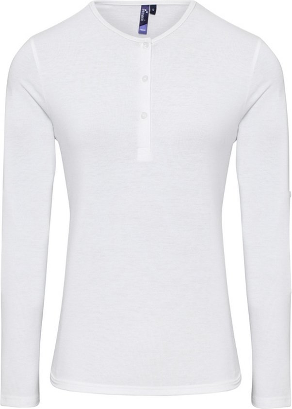 Premier Damen T-Shirt Long John, langärmlig (Weiß)