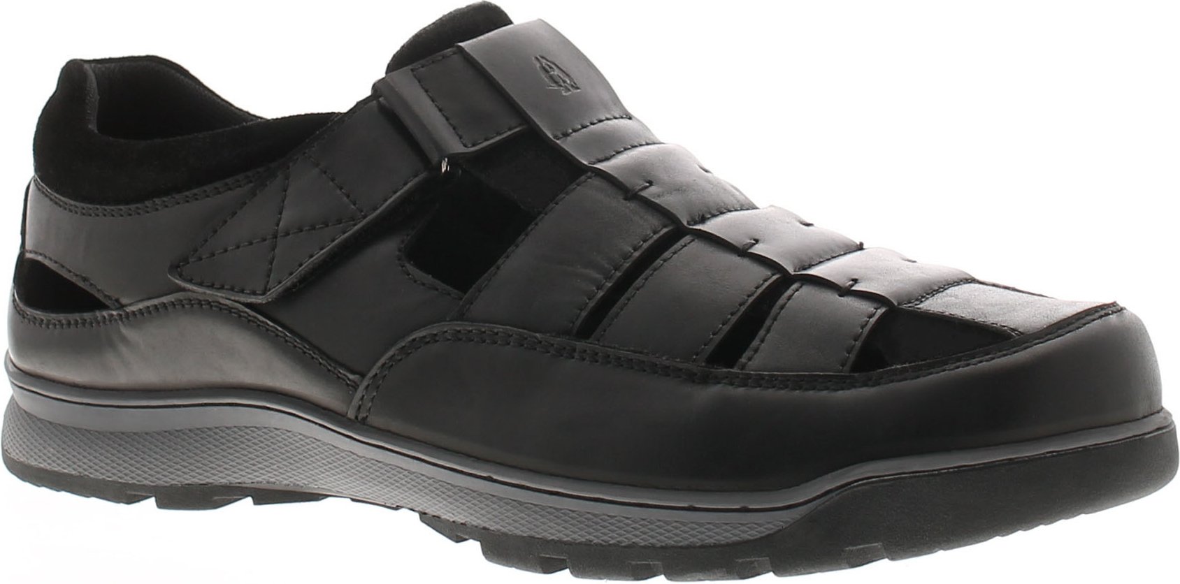 Thumbnail - Hush Puppies Touch Close Herren Sandalen Rucker Leder Fischer Schwarz
