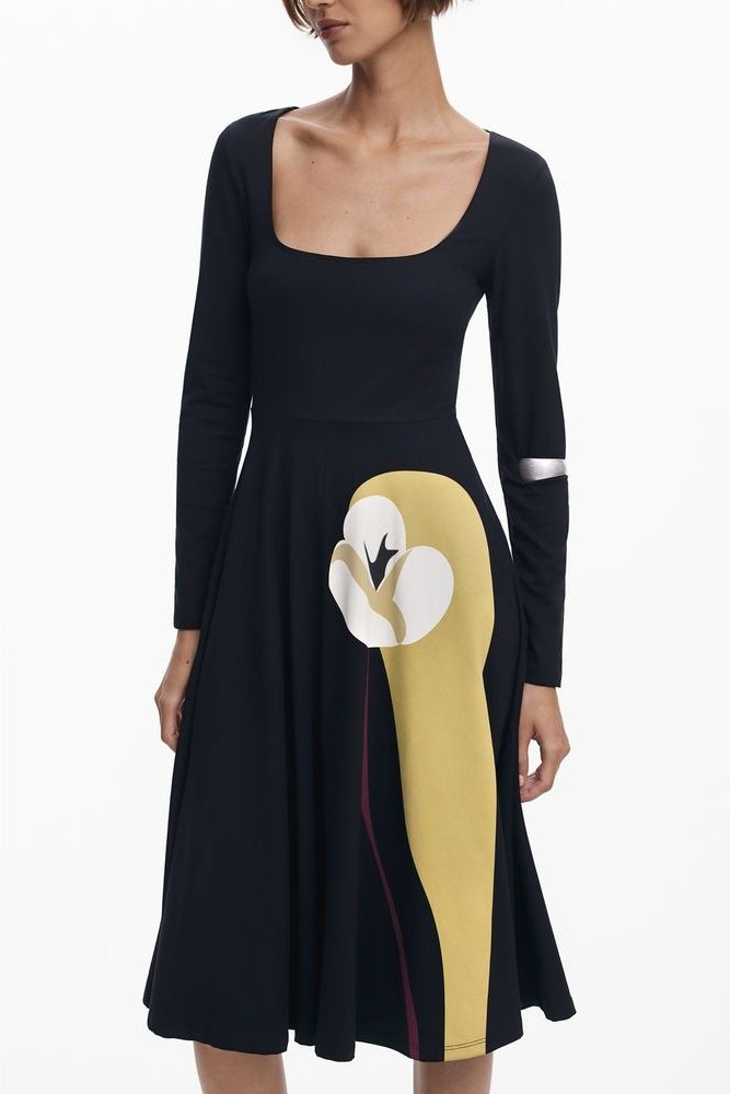 Thumbnail - Blumenmuster A-Linien Kleid