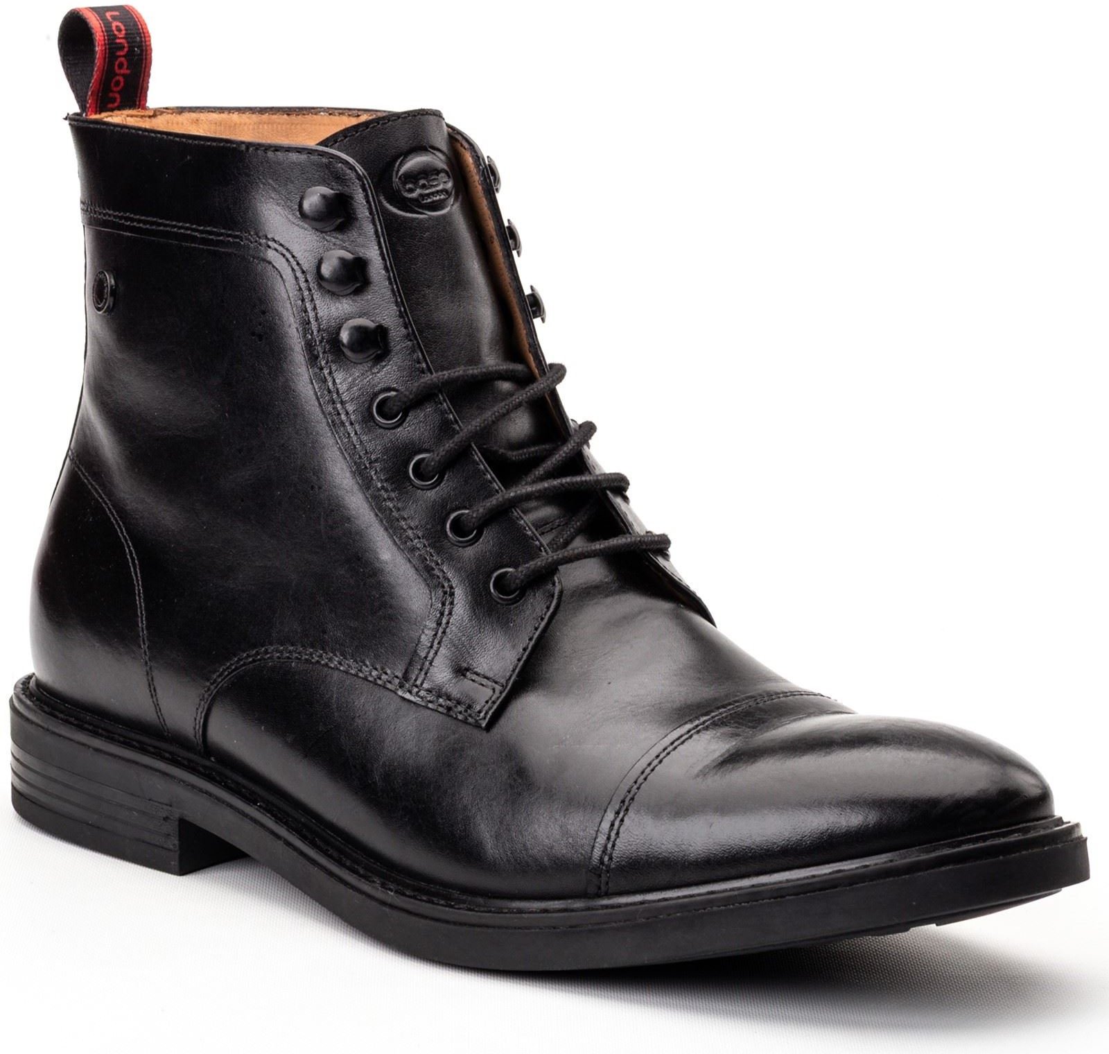 Base London Plymouth Leder Herren Schwarz Stiefeletten