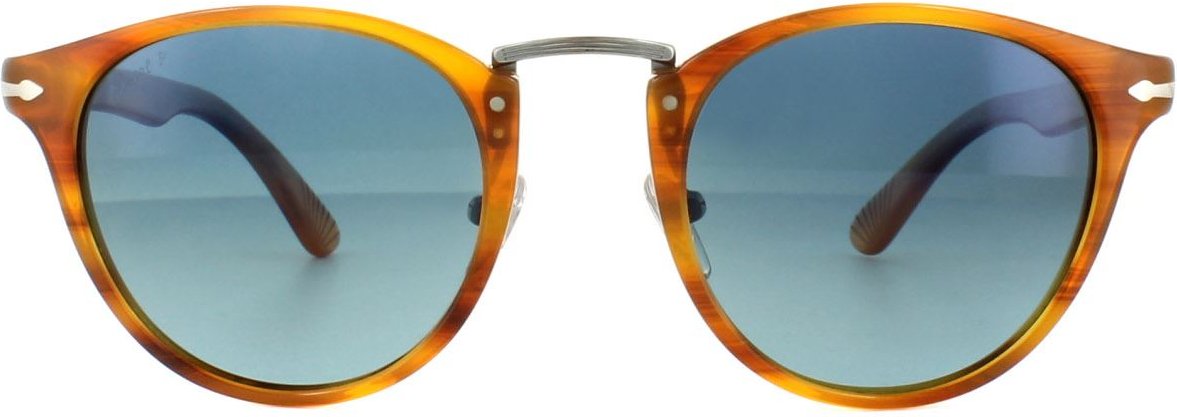 Lunettes De Soleil Persol 3108 960/S3 Bleu Brun Rayé Polarisé 49mm