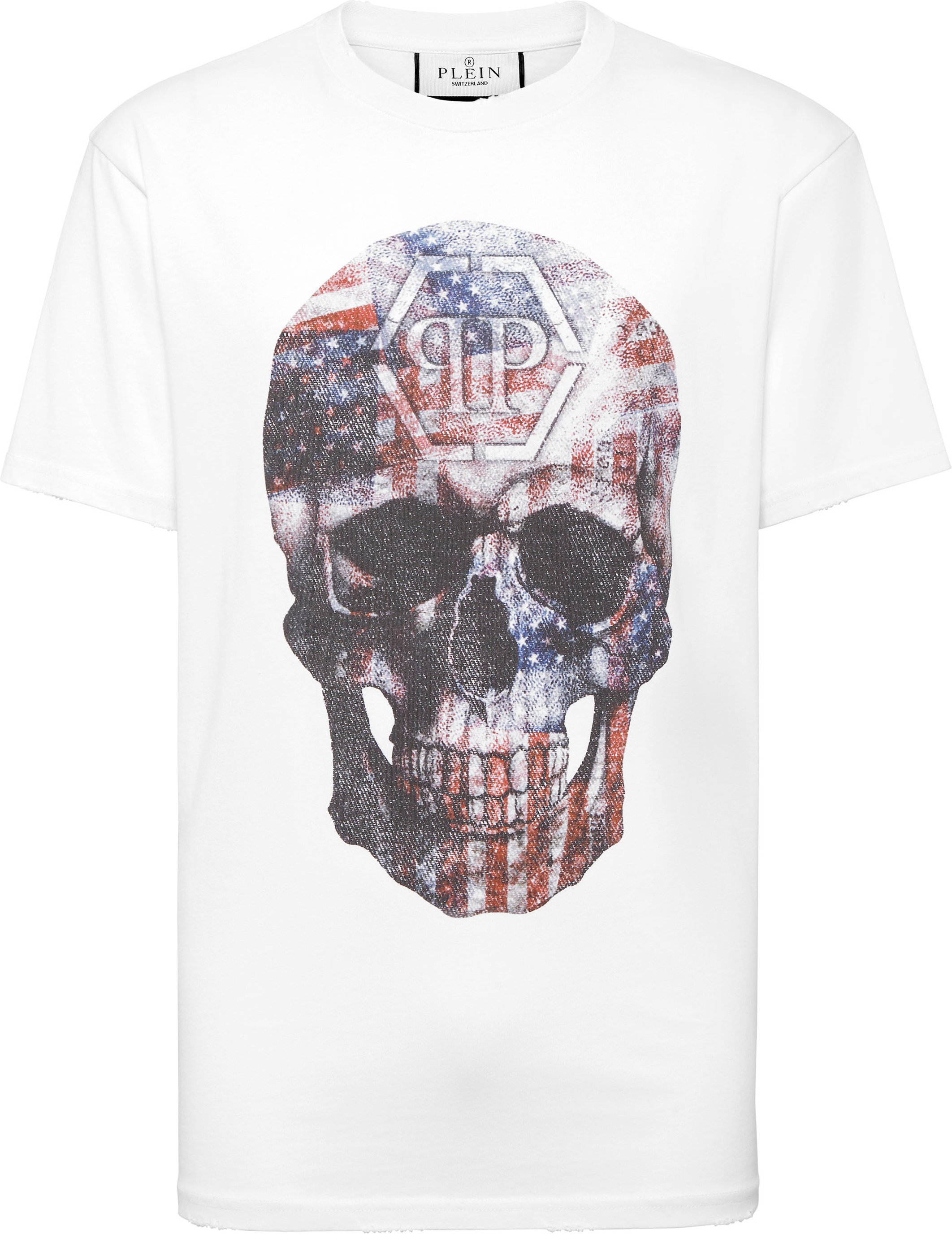 Washed Round Neck T-Shirt Skull America