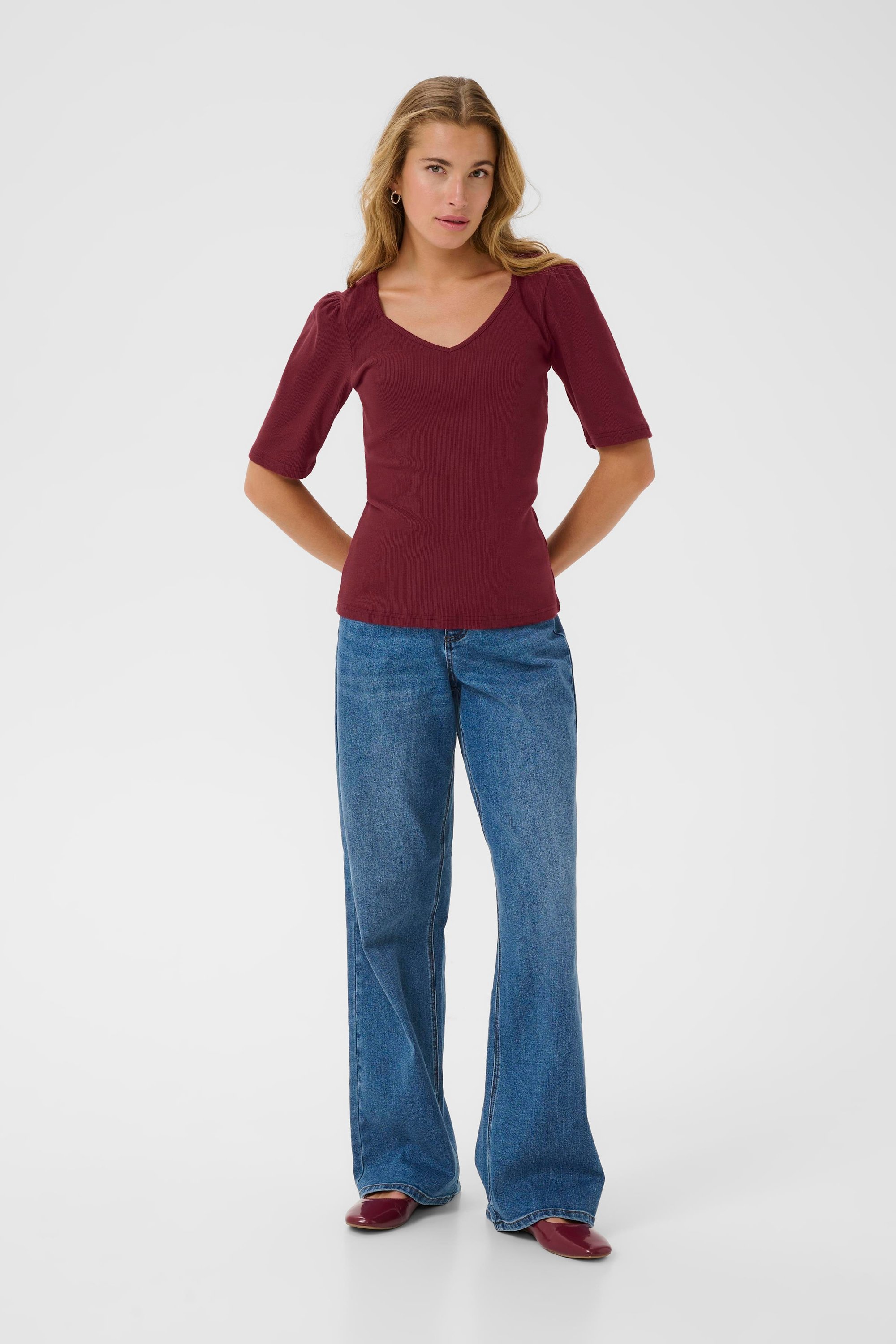 T-shirt KAcarla Slim fit bordo