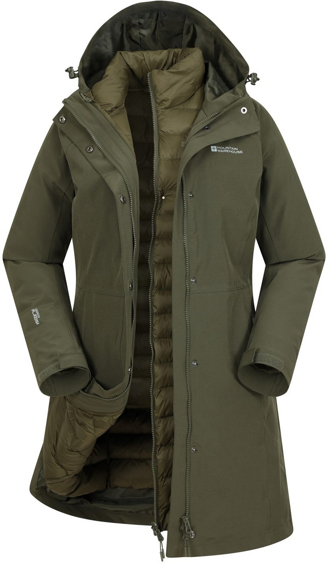 Thumbnail - Mountain Warehouse Damen/Damen Alaskan Long 3 in 1 Jacke (Khaki Grün)