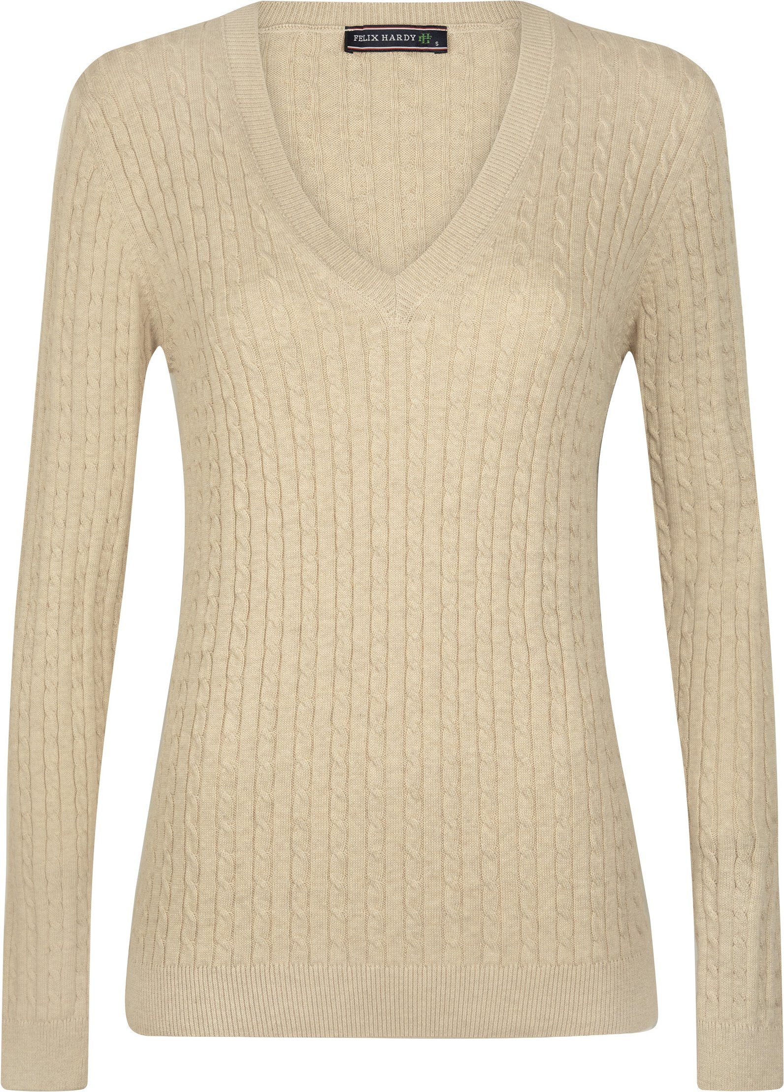 Pullover Kabelstrick-Pullover Mit V-Ausschnitt