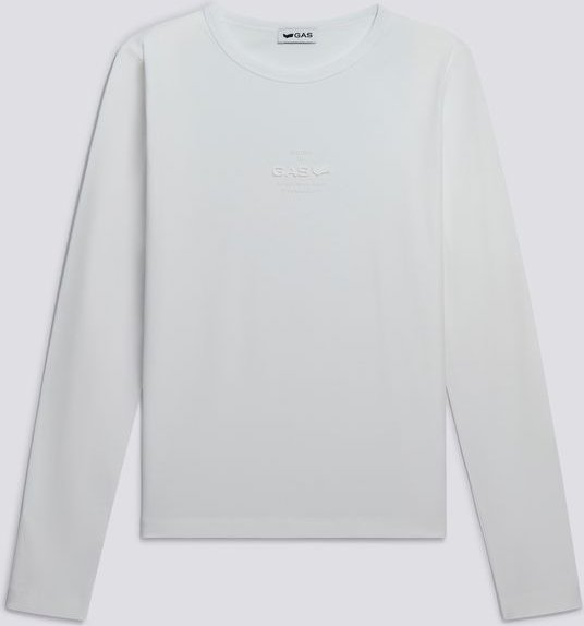 Weißes HANIKE M/L Langarm-T-Shirt „GAS LOGO“ für Damen