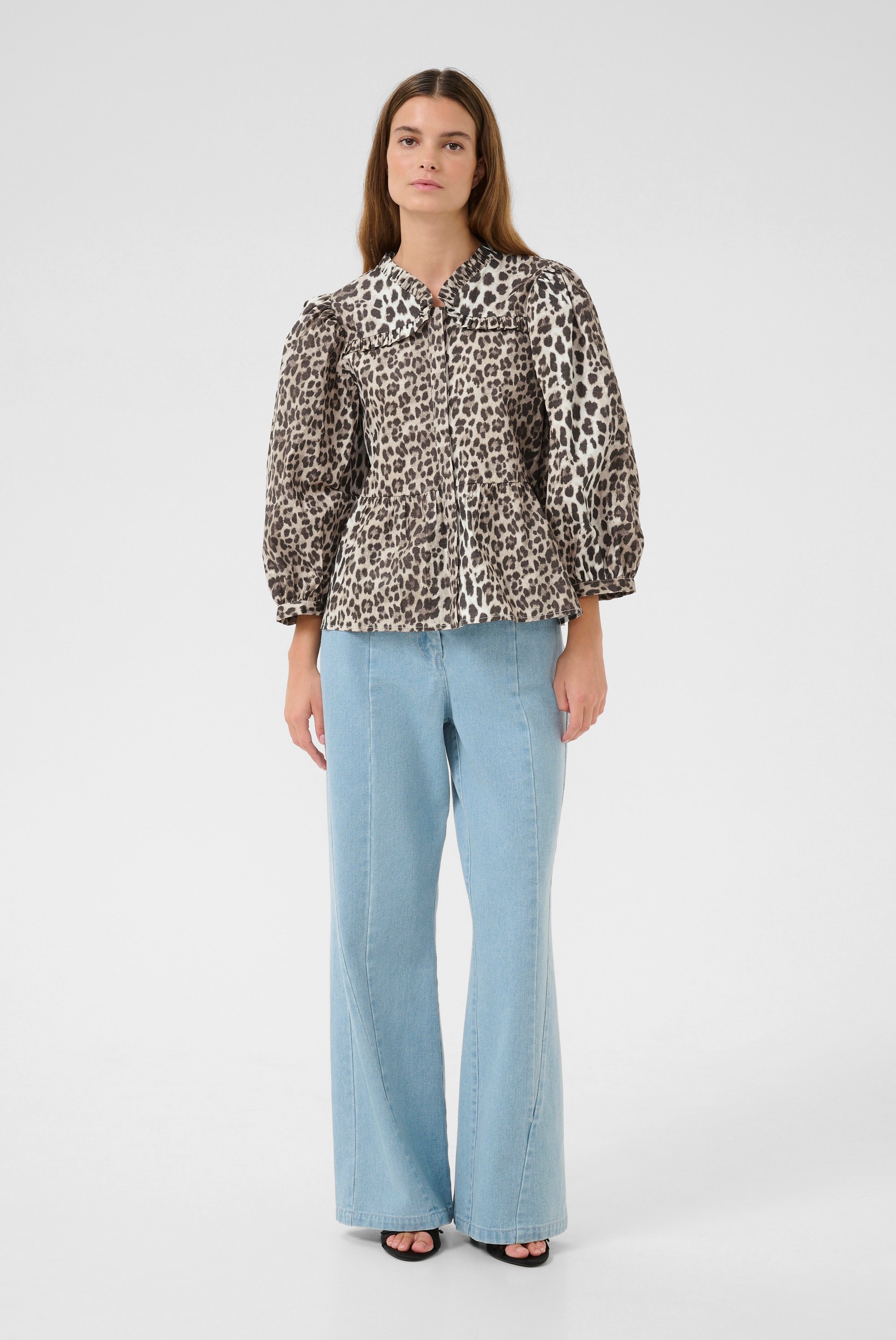 Langarm-Bluse Feminine Ulrike print - Simply taupe grey