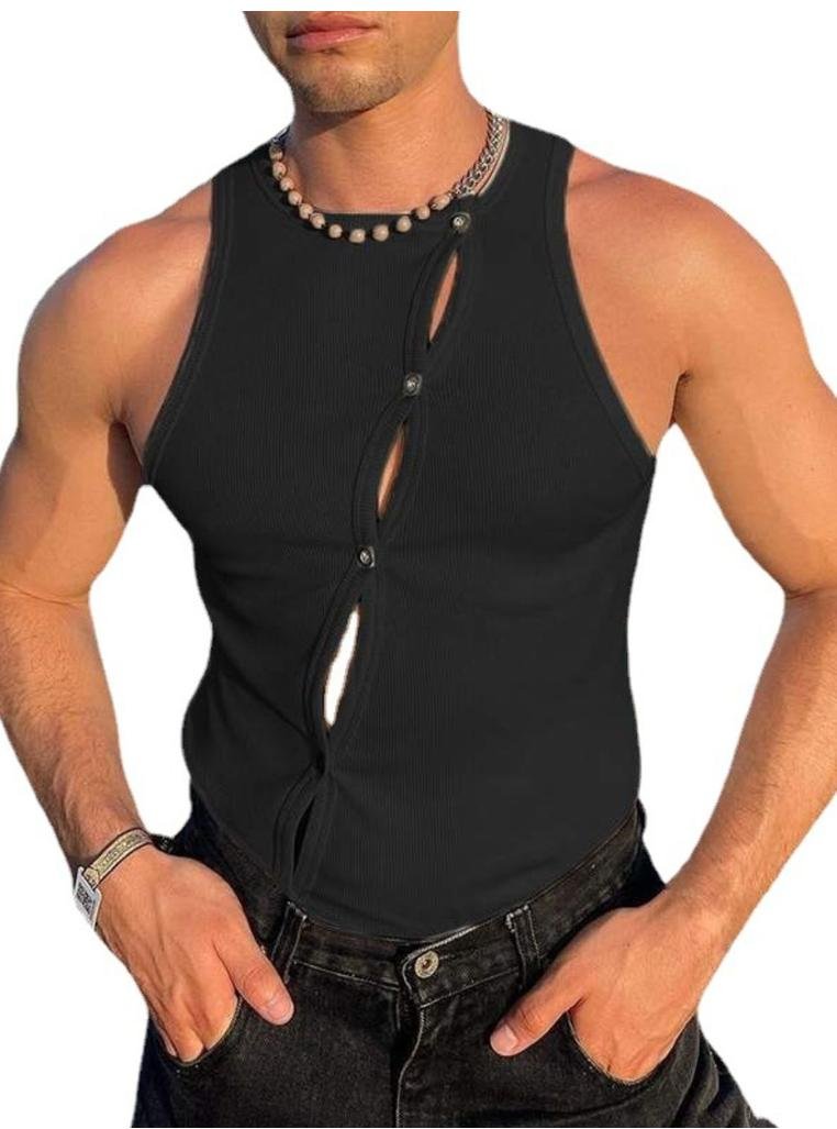 Thumbnail - Herren Tanktop mit Rundhalsausschnitt und Schnittpartien in Übergrößen