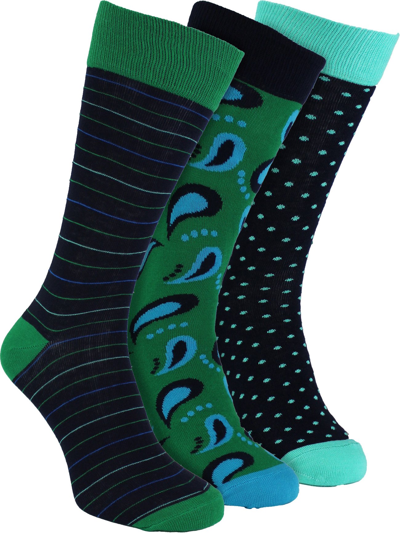 HS von Happy Socks - Herren 3er-Pack Spaß Herrenstrümpfe - Streifen (Grün)