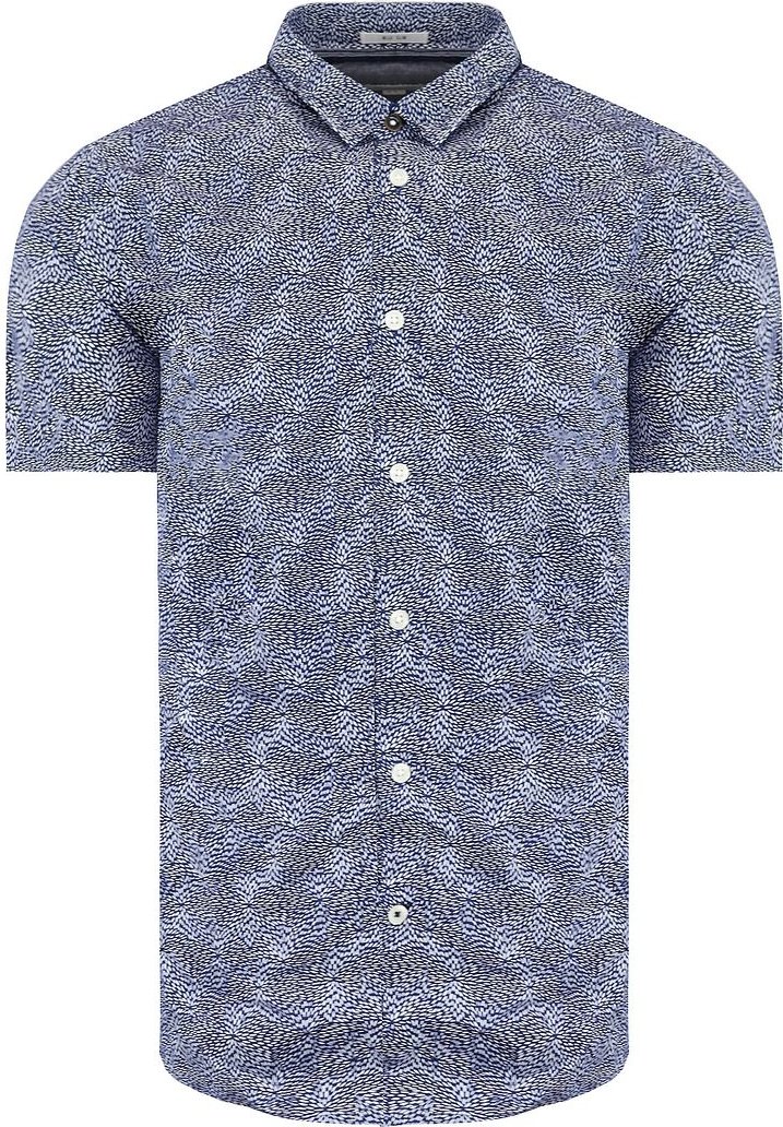 Pepe Jeans Steve Slim Fit Kurzschlämgedruckte blaue weiße Männer Hemd PM305850 0AA
