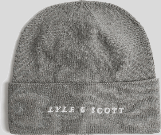 Lyle & Scott Beanie mit Logo-Schriftzug – Grau