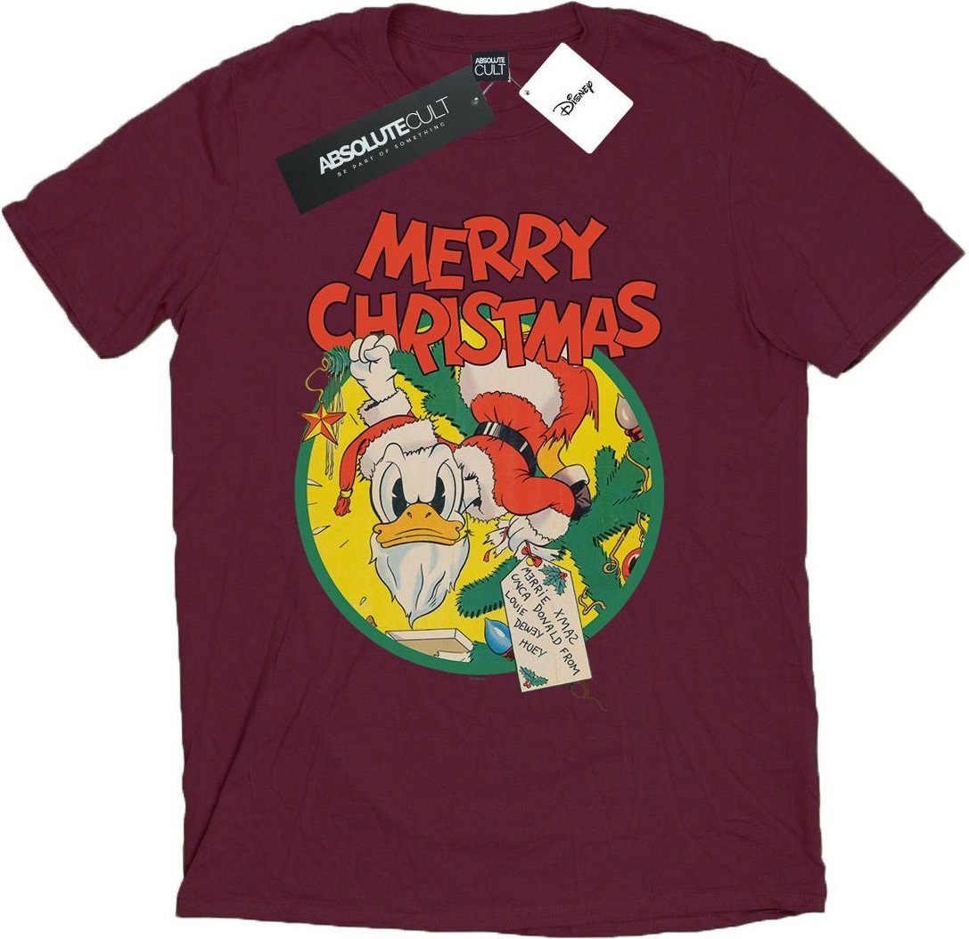 Disney - "Merry Christmas" T-Shirt für Herren (Burgunderrot)