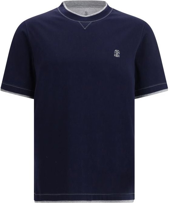 Brunello Cucinelli Blaues Baumwoll-T-Shirt