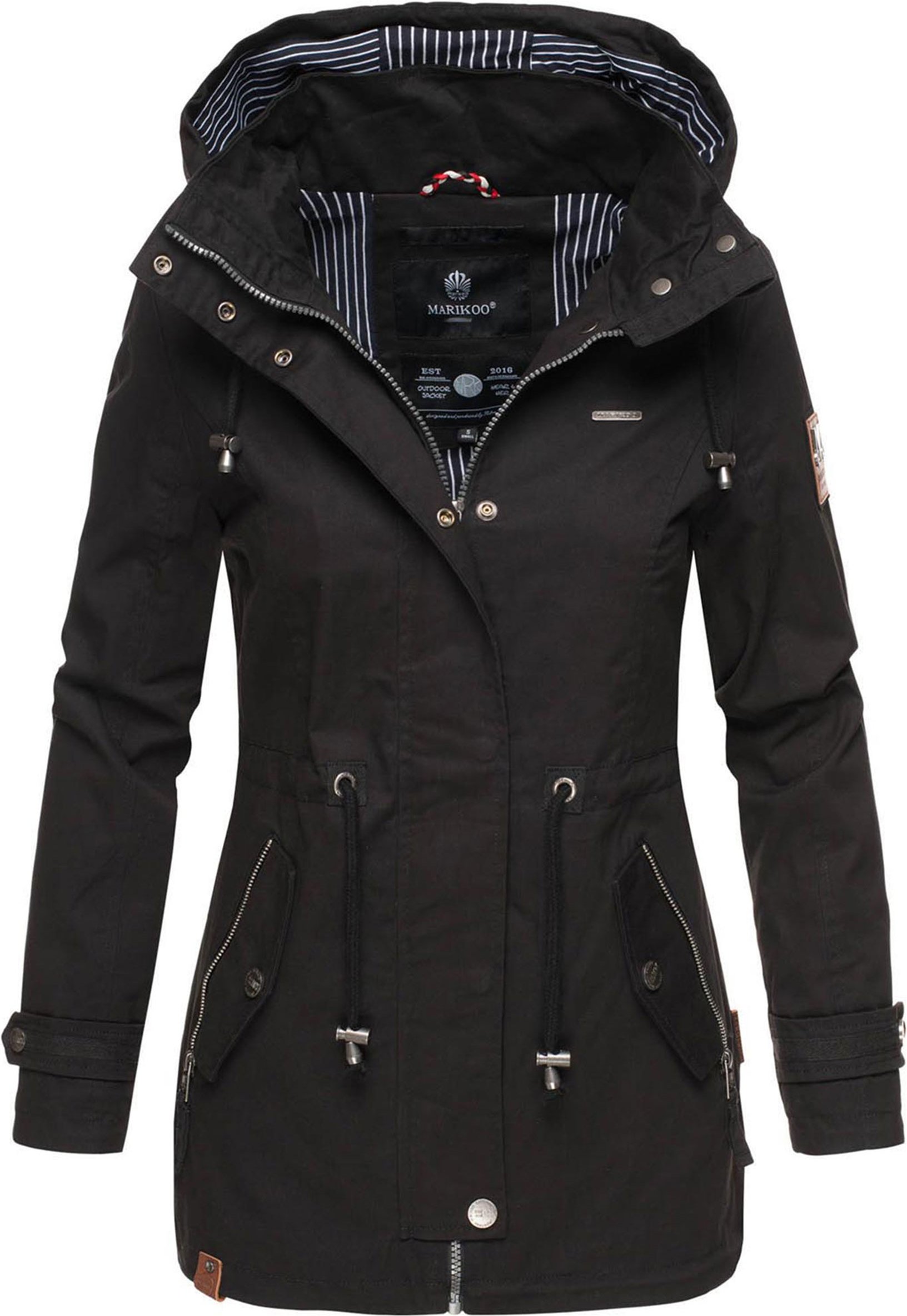 Marikoo leichte Damen Übergangsjacke mit abnehmbarer Kapuze