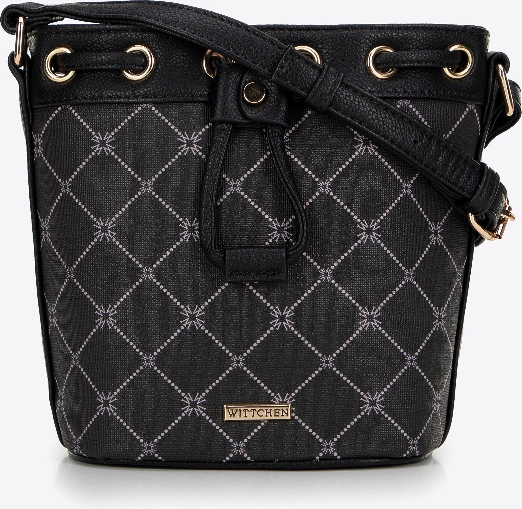 Wittchen Damen-Beuteltasche aus Öko-Leder mit Monogramm, Schwarz