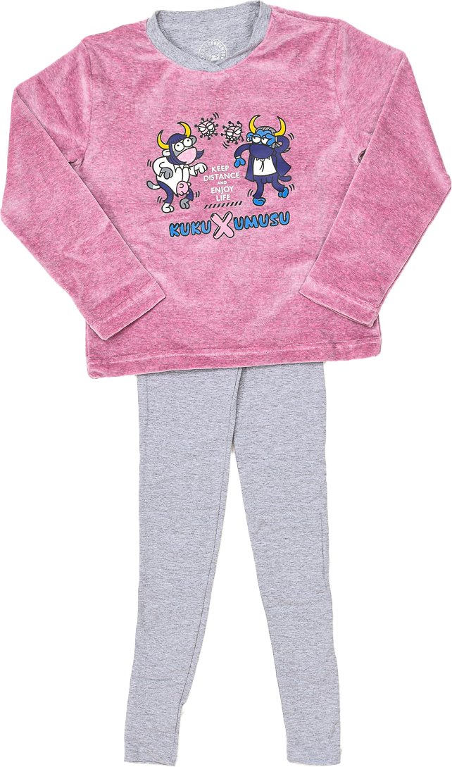 Winterpyjama mit getufteter Verarbeitung und V-Ausschnitt 3176 Mädchen