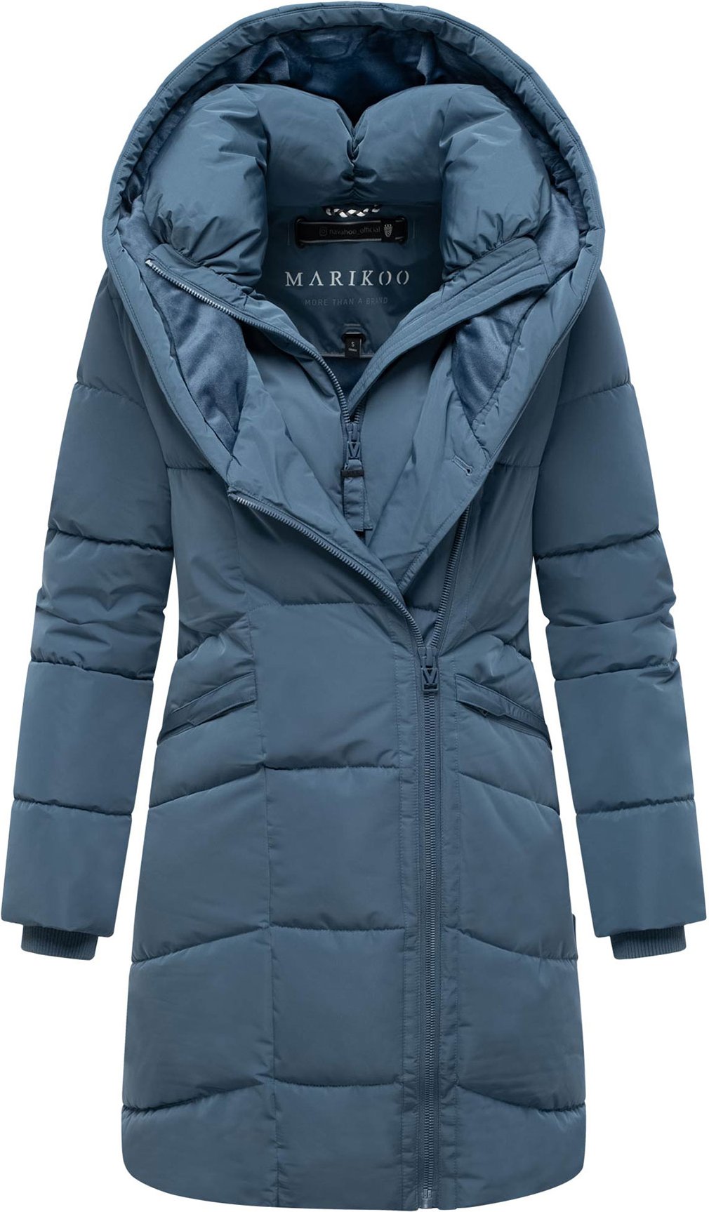 Marikoo Damen Steppmantel Virenaa mit Layer-Look & warmem Fleecefutter