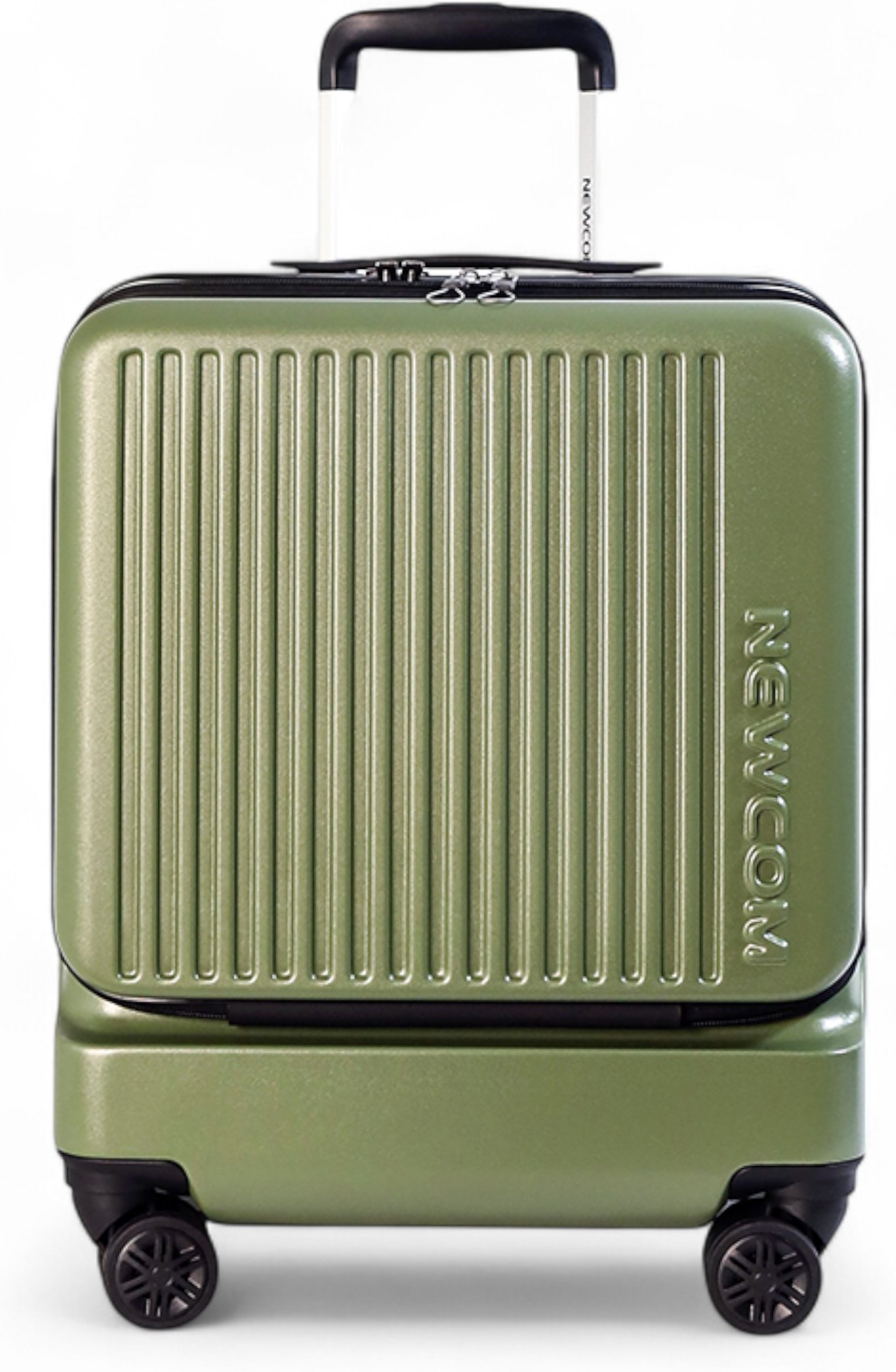Robuster EasyJet Ryanair Handgepäck-Reisekoffer, 39 x 26 x 51,5 cm, Olivgrün, vorne offen