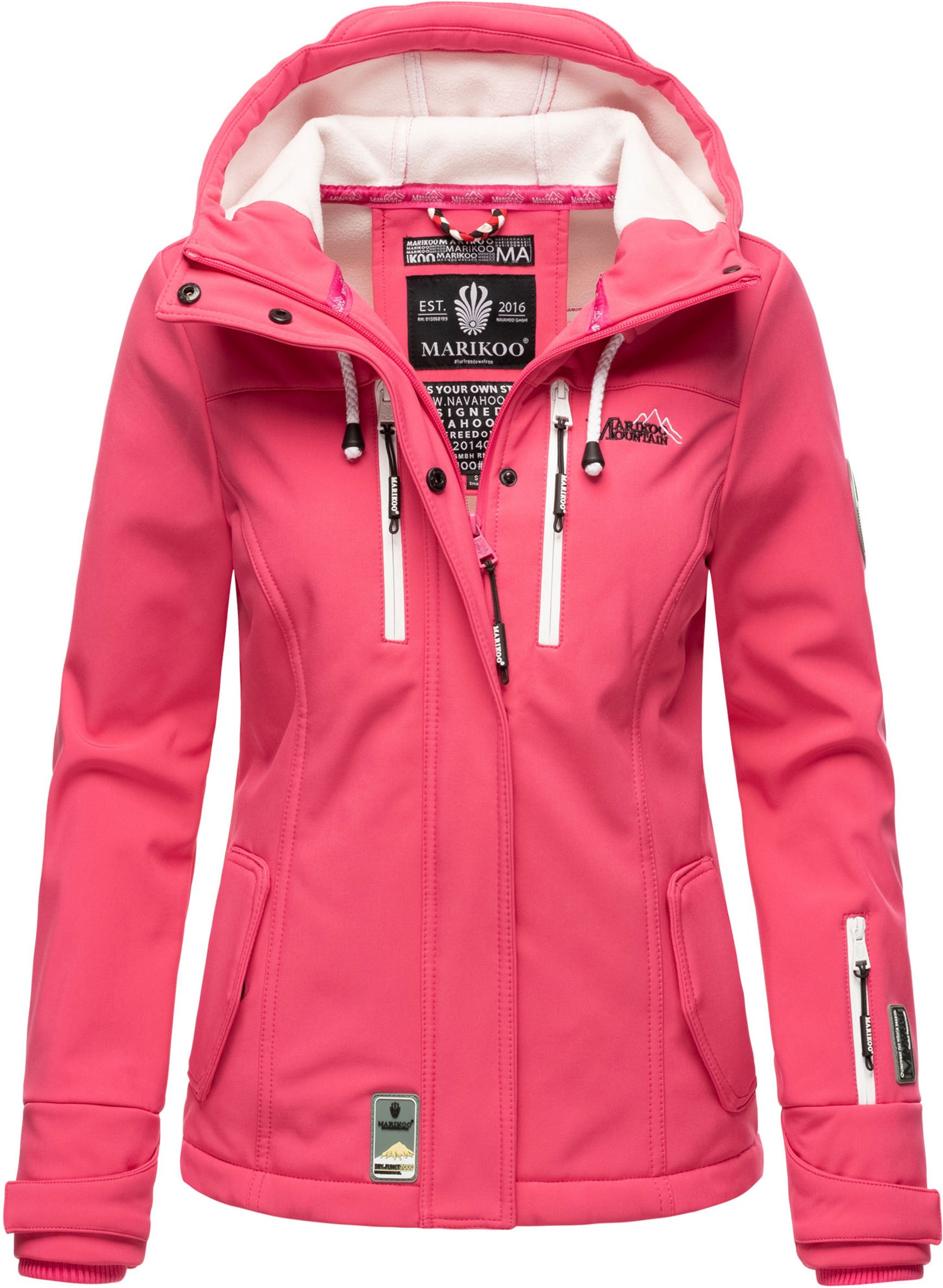 Marikoo Damen Softshelljacke – Kleine Zicke, warm mit Kapuze & Fleecefutter