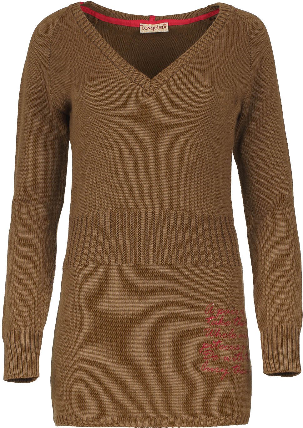 Gestricktes Tunikakleid mit gerippter Taille