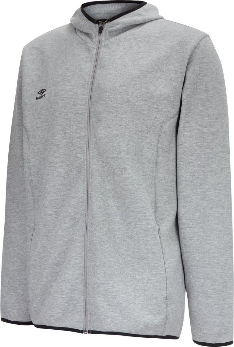 Umbro Herren Pro Fleece-Kapuzenpullover mit durchgehendem Reißverschluss (Graumeliert/Schwarz)