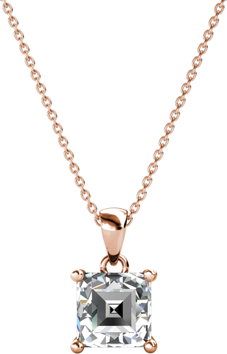 Einfacher quadratischer Anhänger - Rose Gold und Kristall