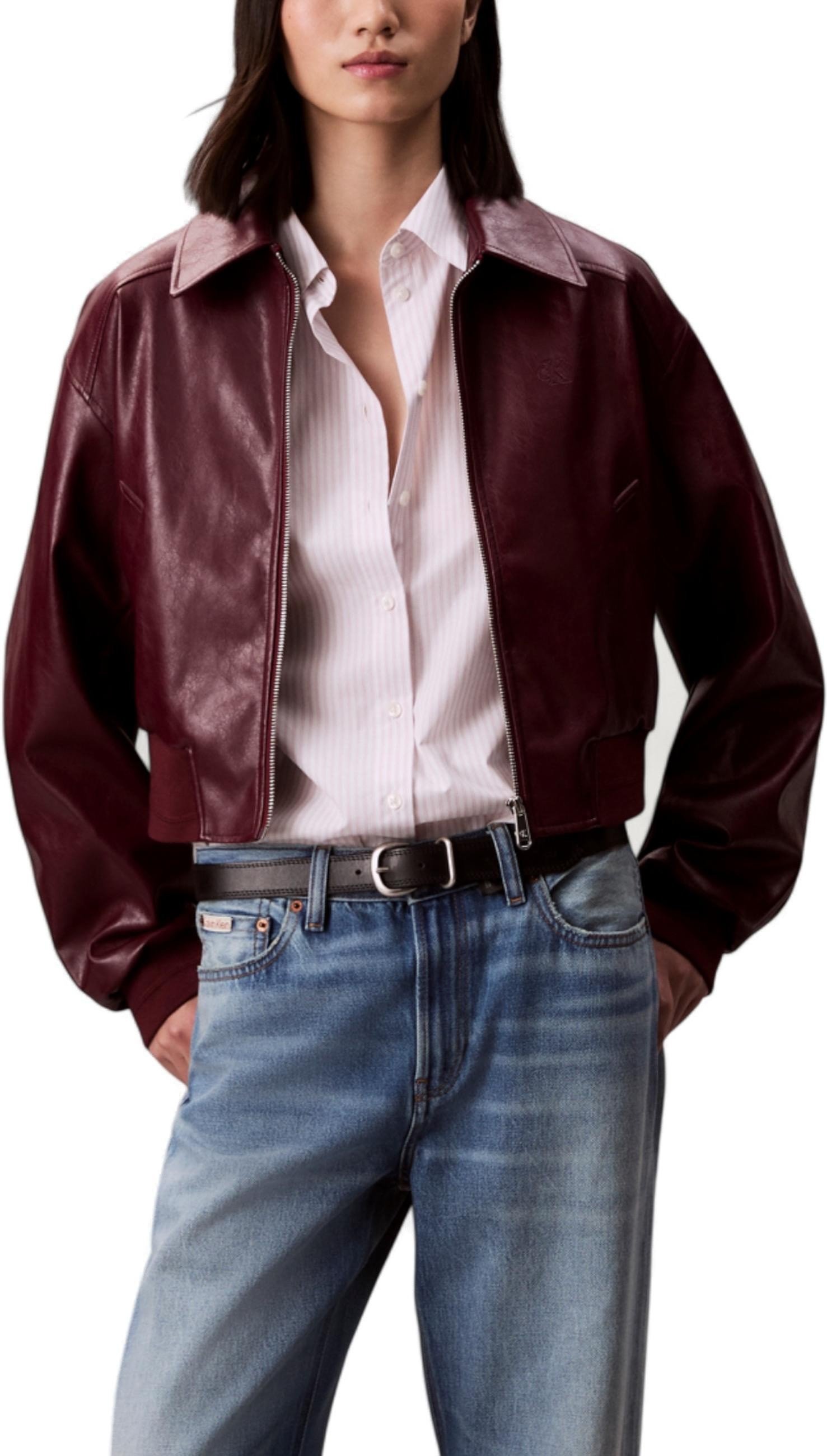 Nachahmungsleder Zip-Jacke