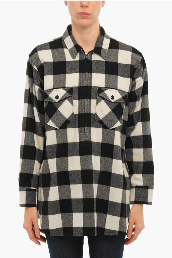 ARCHIVE Buffalo Checked POPOVER Overshirt mit Doppelbrust in Schwarz & Weiß