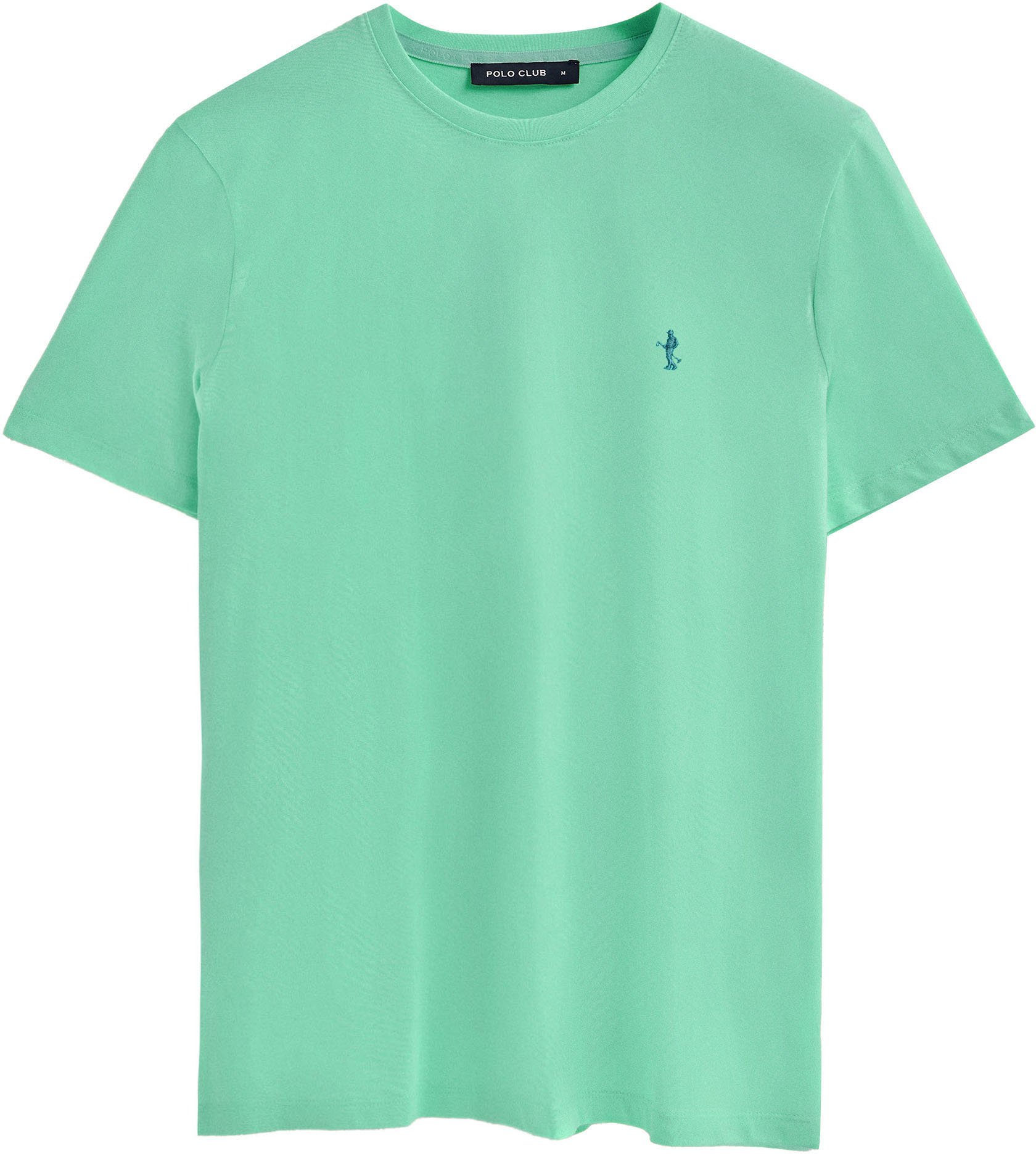 Basic-T-Shirt aquamarin mit Rundhalsausschnitt und gesticktem Rigby Best-Logo