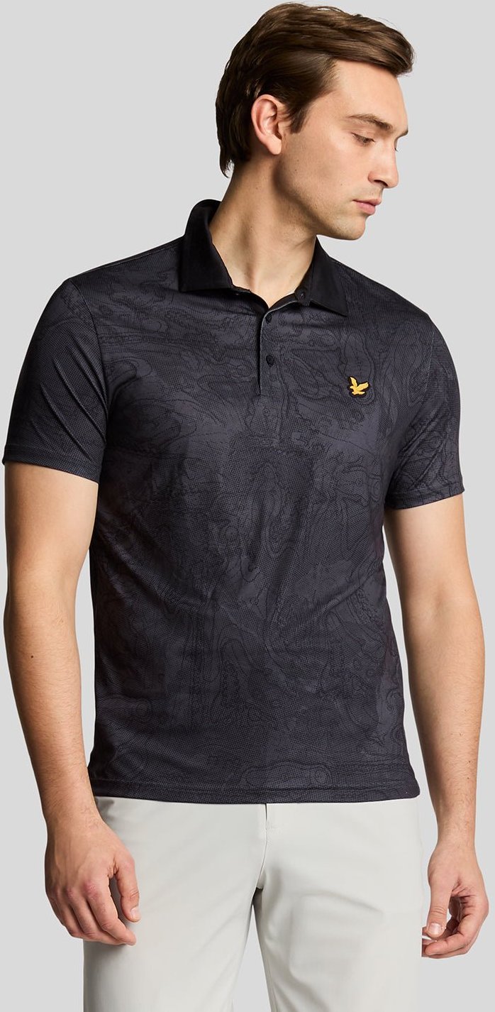 Thumbnail - Lyle & Scott Golf Poloshirt mit Konturendruck – Schwarz