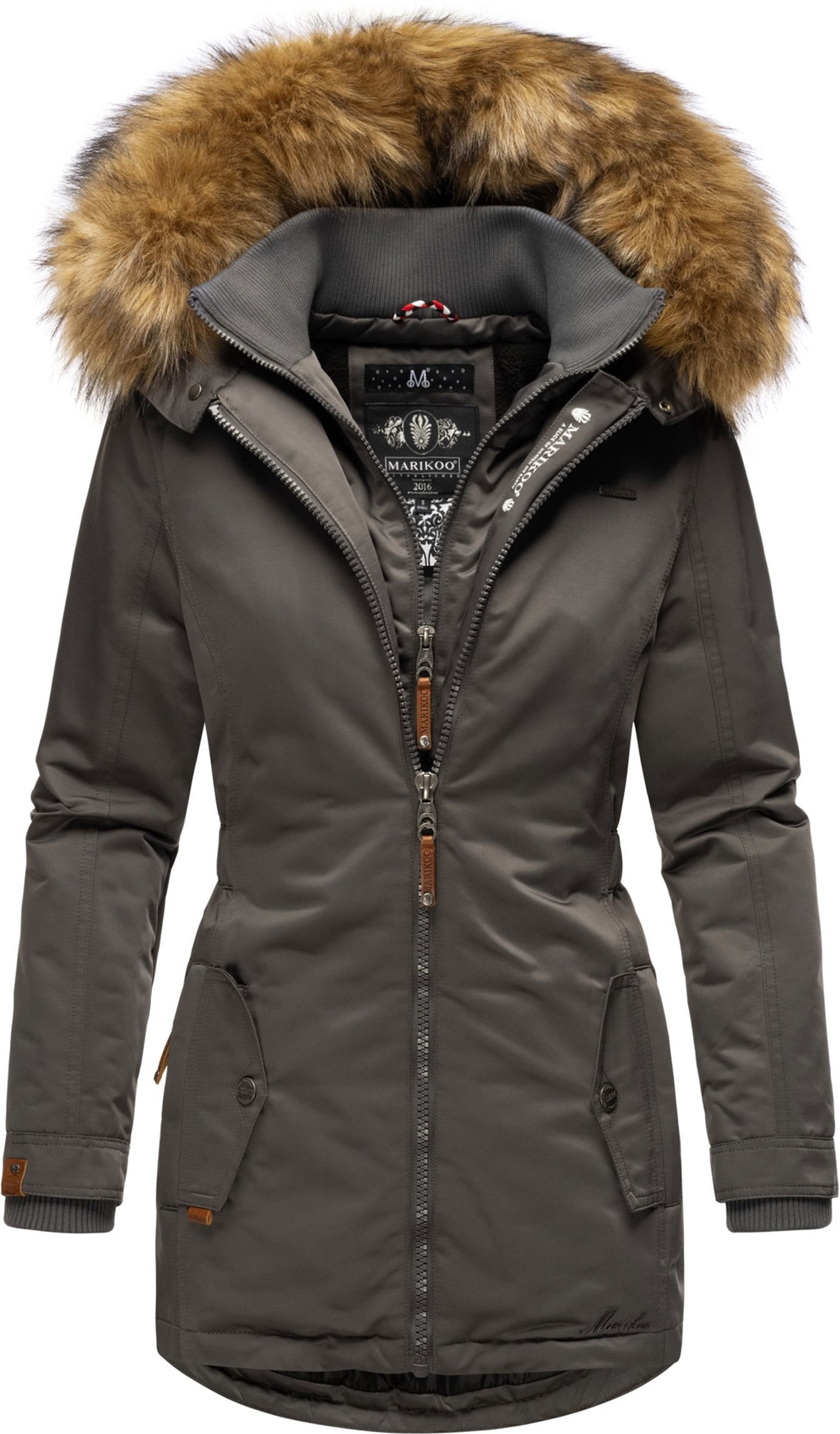 Marikoo Damen Winterjacke – Sanakoo, warm mit abnehmbarem Fellkragen