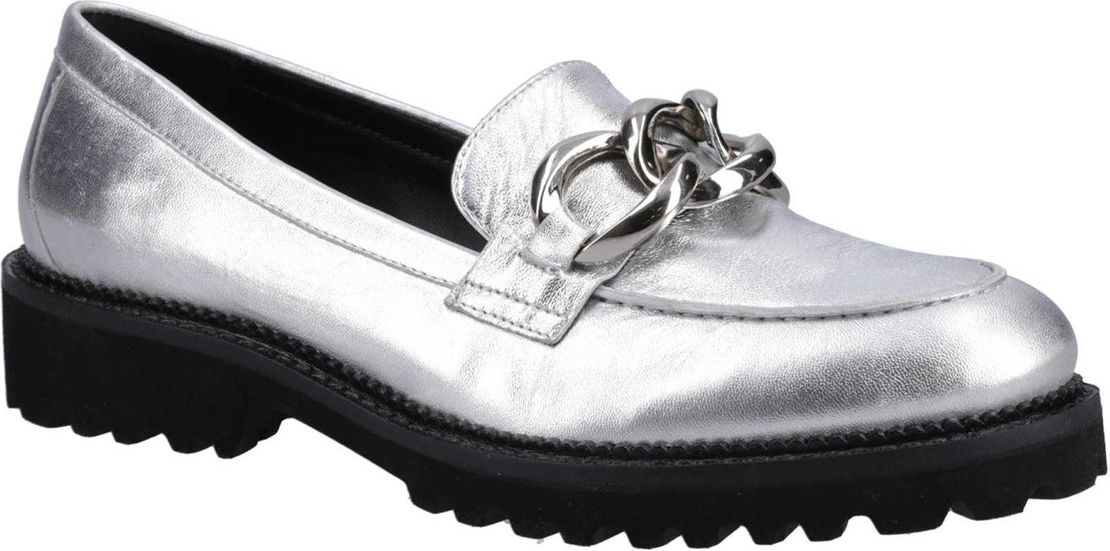 Thumbnail - Hush Puppies Gianna Leder Damen Silber Slipper