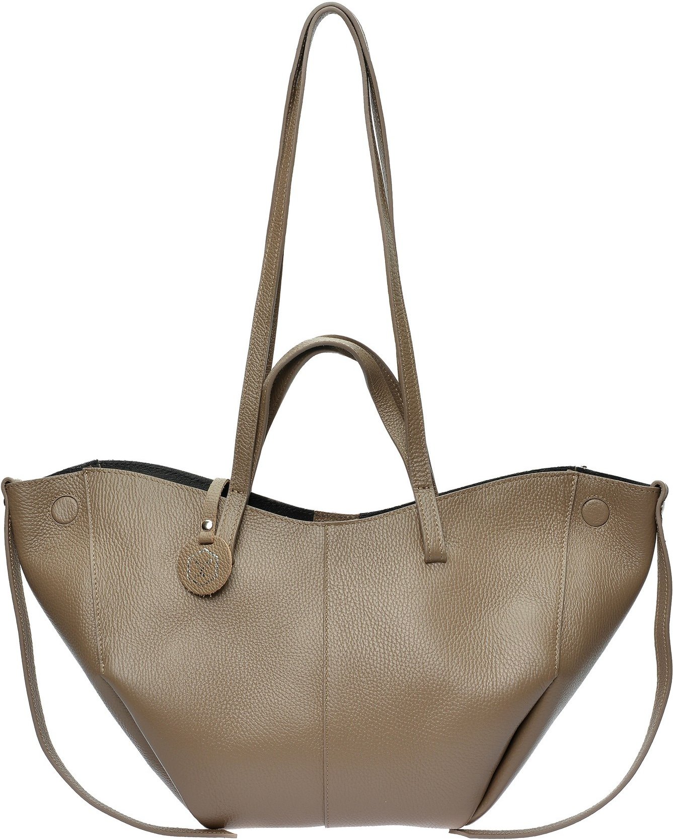 Luisa Vannini Beigefarbene Lederhandtasche