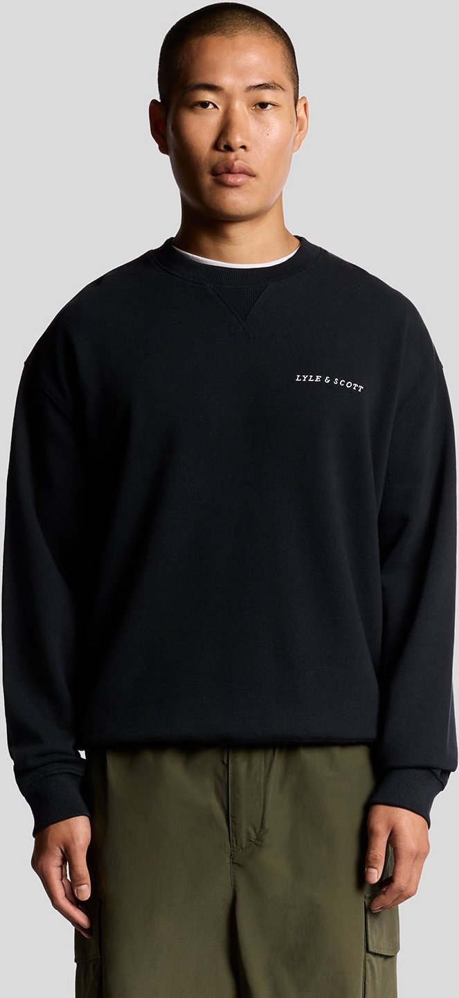 Thumbnail - Lyle & Scott – Fleece-Sweatshirt mit Brushback-Schriftzug – Marineblau