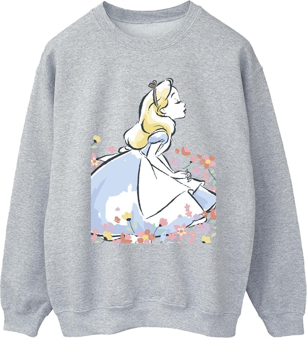 Disney - "Alice In Wonderland Sketch Flowers" Sweatshirt für Damen (Grau)