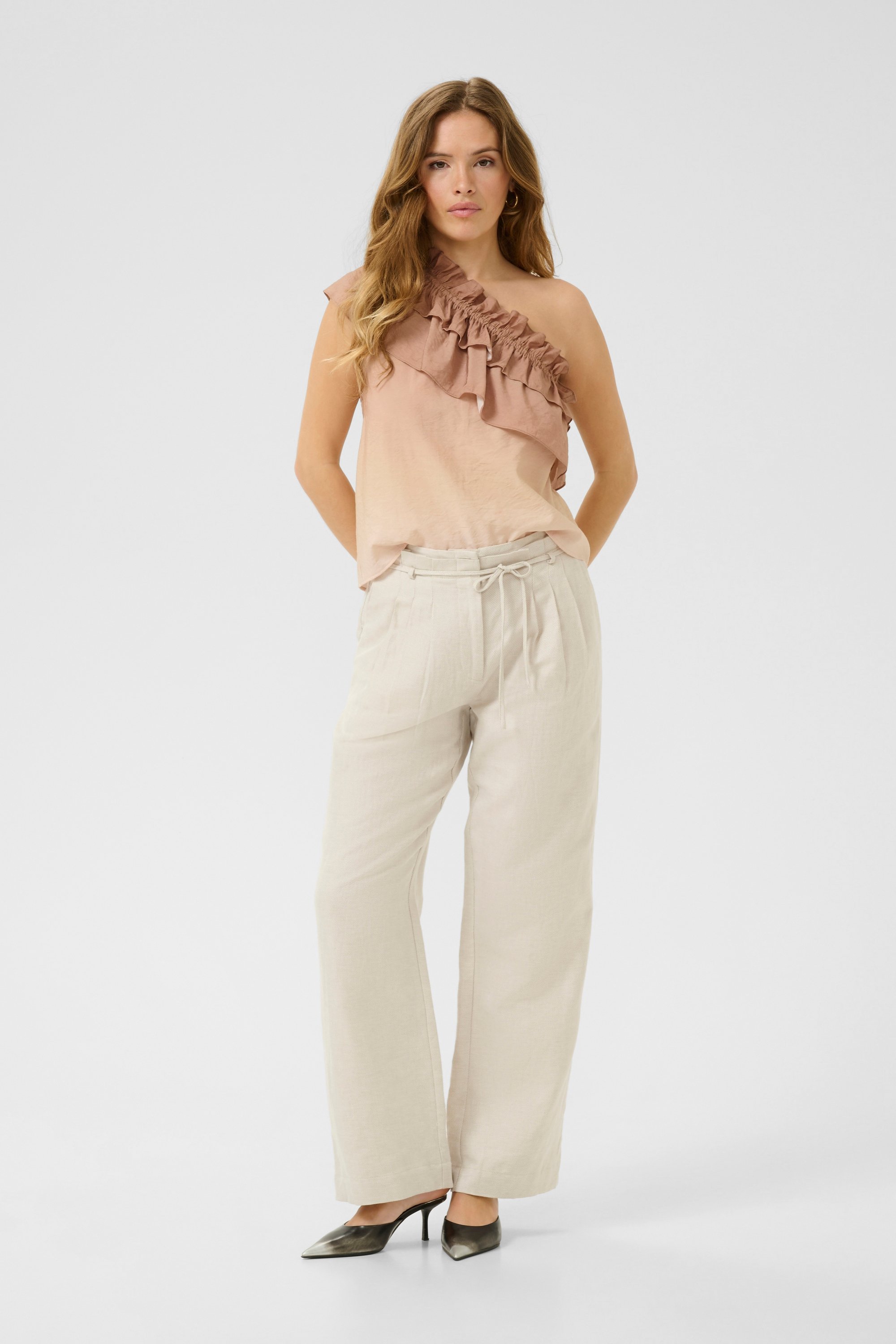 Ärmellose Bluse Feminine Vinnie Dip dye Burro beige